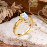 1.25 Carat Pear Cut Natural Moonstone Ring Split Shank Engagement Ring
